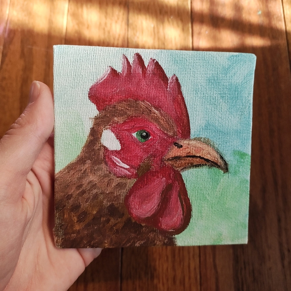 Acrylic chicken painting! Fridge magnet
